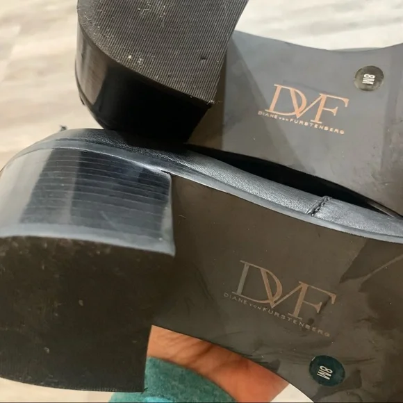 DVF Tall Boots Leather Blocked Heels Zipper Back size